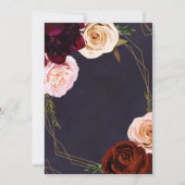 Pruim Paarse Roos Goud Modern Rustiek Bloemen Brui Kaart (Achterkant)