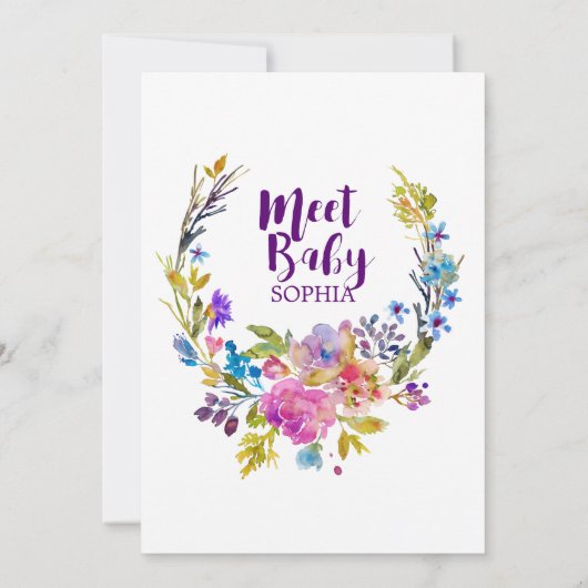 Pruim Paarse Roze & Blauwe Bloemen Slurpen en Kijk Kaart (Achterkant)