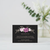 Pruim Paarse roze bloemenbruiloft receptie Informatiekaartje (Staand voorkant)