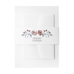 Pruim Paarse Waterverf Bloemen Elegante bruiloft Uitnodigingen Wikkel