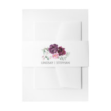 Pruim Paarse Waterverf Bloemen Elegante bruiloft