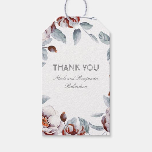 Pruim Paarse Waterverf Flowers Elegant Boho Cadeaulabel (Voorkant)