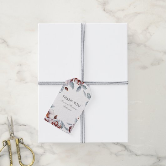 Pruim Paarse Waterverf Flowers Elegant Boho Cadeaulabel (Met Touw)