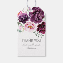Pruim Paarse Waterverf Flowers Elegant Boho Cadeaulabel