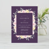 Pruim Pastel Ranunculus Eucalyptus Bruiloft Kaart (Staand voorkant)