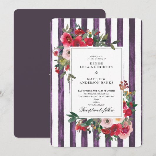 Pruim Perfect gekleurde trouwuitnodiging Kaart (Voorkant / Achterkant)