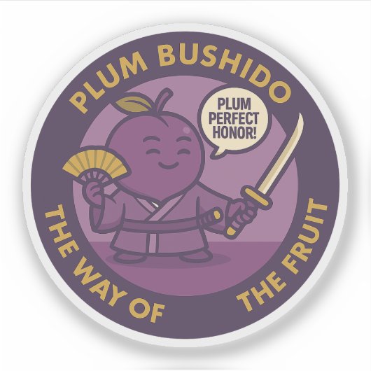 Pruim Perfecte Eer Samurai Fruit  Sticker (Voorkant)