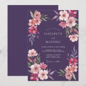 Pruim Perzik Wilde Bloemen Bruiloft Kaart (Voorkant / Achterkant)