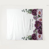 Pruim Pioenrozen Romantische Bloemige Trouw Achter Wandkleed (Voorkant (horizontaal))