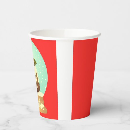 Pruim pudding sneeuwbol winter cake rood groen  papieren bekers (Links)