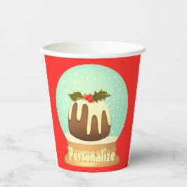 Pruim pudding sneeuwbol winter cake rood groen  papieren bekers