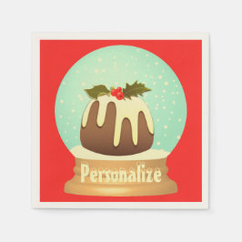 Pruim pudding sneeuwbol winter cake rood groen   servet
