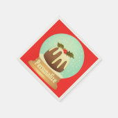 Pruim pudding sneeuwbol winter cake rood groen servet (Hoek)