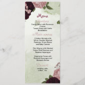 pruim roze bloemen groen trouwmenu menu (Voorkant)