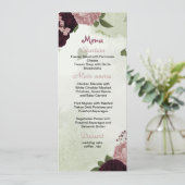 pruim roze bloemen groen trouwmenu menu (Staand voorkant)