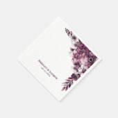 Pruim roze bloemenbruiloft servet (Hoek)