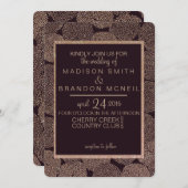 Pruim & Roze Gouden Bloemen Bruiloft Uitnodiging (Voorkant / Achterkant)