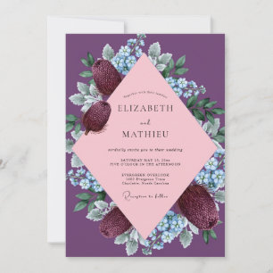 Pruim Roze Wilde Bloemen Bruiloft Kaart