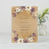 Pruim Rustieke Bos Bruiloft Kaart (Staand voorkant)