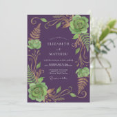 Pruim Salie Succulent Eucalyptus Bruiloft Kaart (Staand voorkant)