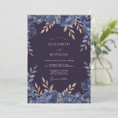 Pruim Sapphire Blad Bruiloft Kaart (Staand voorkant)