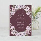 Pruim Sering Ranunculus Eucalyptus Bruiloft Kaart (Staand voorkant)