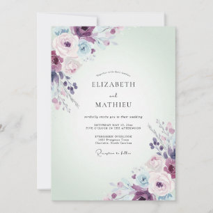 Pruim Sering Ranunculus Salie Bruiloft Kaart