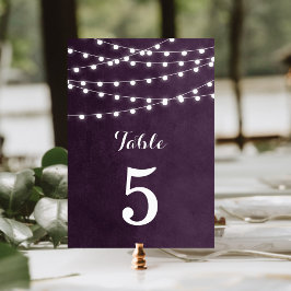 Pruim Snoer Lichtjes Bruiloft Tafel Nummers Kaart