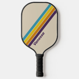 Pruim Stof Regenboog Gestreept met Naam Pickleball Paddle