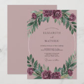Pruim Stof Roze Loof Eucalyptus Bruiloft Kaart (Voorkant / Achterkant)