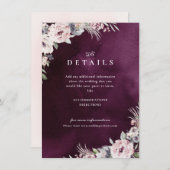 Pruim & stoffig roze bloemendetail voor een boho-b informatiekaartje (Voorkant / Achterkant)