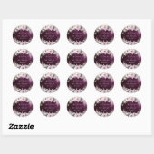 Pruim & stoffige roze boho florale rustieke bruilo ronde sticker (Vel)