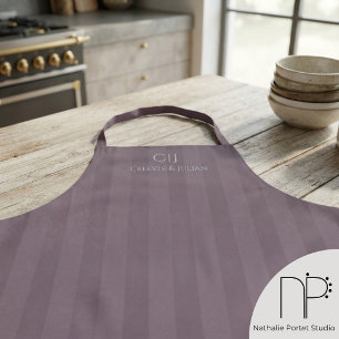 Pruim Strepen Monogram Huwelijk Schort