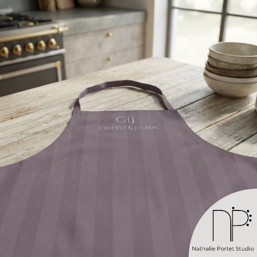 Pruim Strepen Monogram Huwelijk Schort