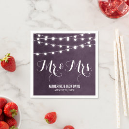 Pruim String Lights Bruiloft Monogram Servet