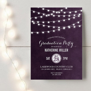 Pruim String Lights Graduation Party Uitnodiging