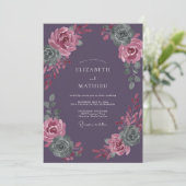 Pruim Succulent Waterverf Bruiloft Kaart (Staand voorkant)