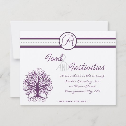 Pruim Swirl Boom Ontvangst Richtingskaarten Kaart (Achterkant)