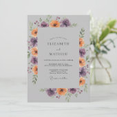 Pruim Terracotta Ranunculus Eucalyptus Bruiloft Kaart (Staand voorkant)