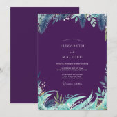 Pruim Tropisch Loof Eucalyptus Bruiloft Kaart (Voorkant / Achterkant)