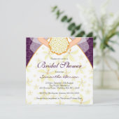 Pruim trouwjurk aangepaste bruids douche uitnodigi kaart (Staand voorkant)