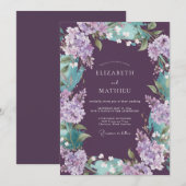 Pruim Turquoise Lila Eucalyptus Bruiloft Kaart (Voorkant / Achterkant)