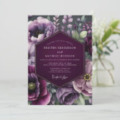 Pruim Twilight Bloom Bruiloft Kaart (Staand voorkant)