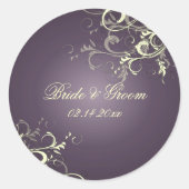 Pruim vanille wervelingen bruiloft stickers (Voorkant)