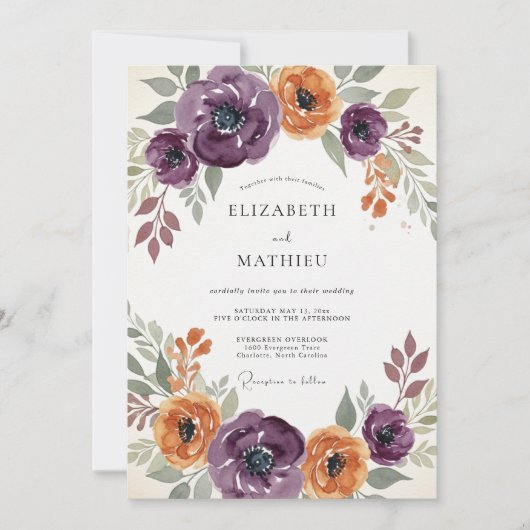 Pruim Verleidelijke Herfst Bruiloft Kaart (Voorkant)