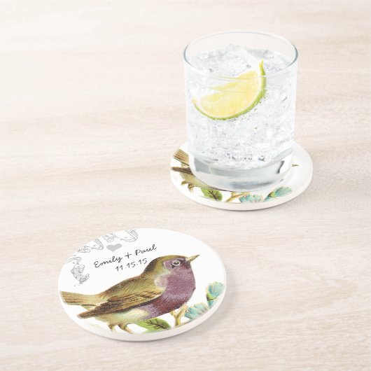 Pruim Vintage Love Bird Onderzetters (Zijkant)