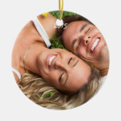 Pruim Vintage Vogel 1e Kerst Foto Bruine Noten Keramisch Ornament (Voorkant)