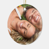 Pruim Vintage Vogel 1e Kerst Foto Bruine Noten Keramisch Ornament (Links)
