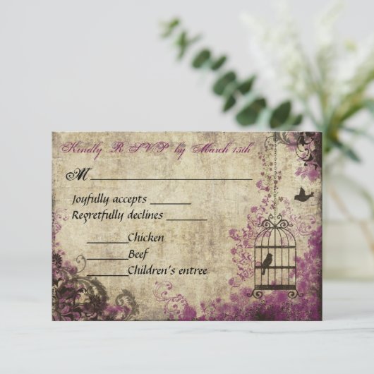 Pruim Vogelkooi Vintage Trouw RSVP (Staand voorkant)