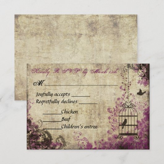 Pruim Vogelkooi Vintage Trouw RSVP (Voorkant / Achterkant)